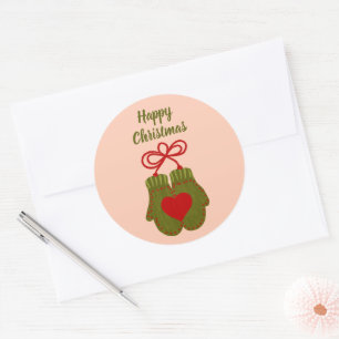 Pegatina Redonda Personalizado Navidades de Holyday Mittens Gift