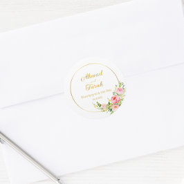 Pegatina Redonda Personalizado Nikkah Shaadi Boda islámico Floral