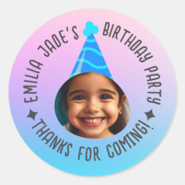 Pegatina Redonda Personalizado Nombre De Foto Cumpleaños Gracias Fi