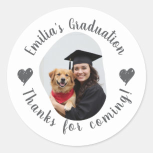 Pegatina Redonda Personalizado Nombre de foto Graduación Gracias Fa