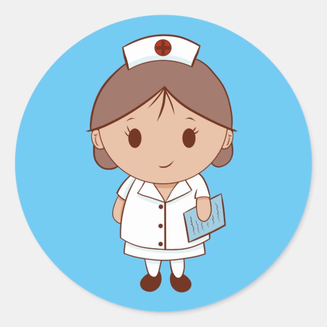 Pegatina Redonda Personalizado Nurse (Anverso)
