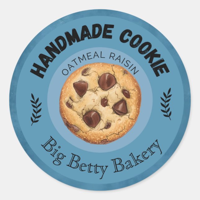 Pegatina Redonda Personalizado Oatharina Raisin Cookie Labels | Per (Anverso)