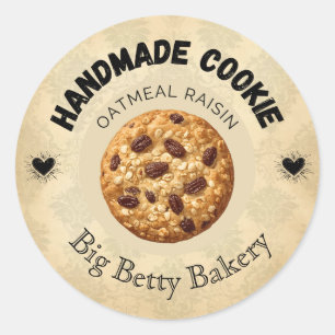 Pegatina Redonda Personalizado Oatharina Raisin Cookie Labels   Per