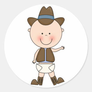 Pegatina Redonda Personalizado occidental de niño pequeño y doloros