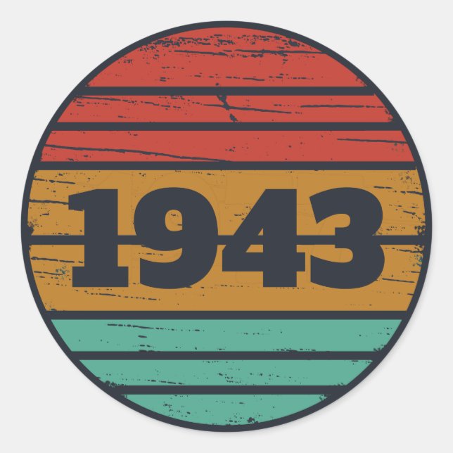 Pegatina Redonda Personalizado ochenta años de 80 años (Anverso)