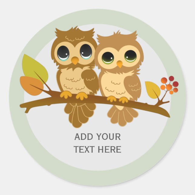Pegatina Redonda Personalizado Owl (Anverso)