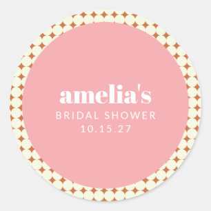 Pegatina Redonda Personalizado para Ducha de Novia con Terracota Ro