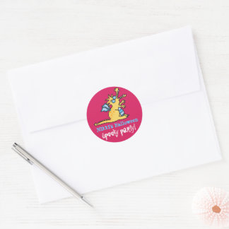 Pegatina Redonda Personalizado Pastel Yellow Magic Dragon Party Hal