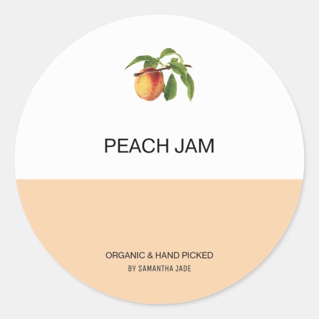 Pegatina Redonda Personalizado Peach Jam & Preserve Jar Labs para e (Anverso)