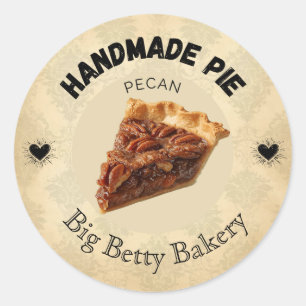 Pegatina Redonda Personalizado Pecan Pie Labs Paquete de panaderí