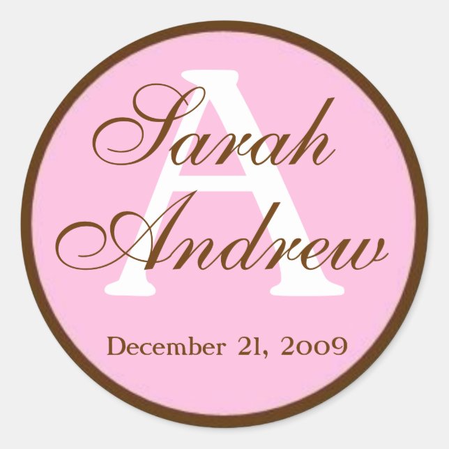 Pegatina Redonda Personalizado Pegatinas de bodas elegantes (Anverso)