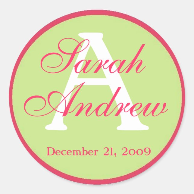Pegatina Redonda Personalizado Pegatinas de bodas elegantes (Anverso)