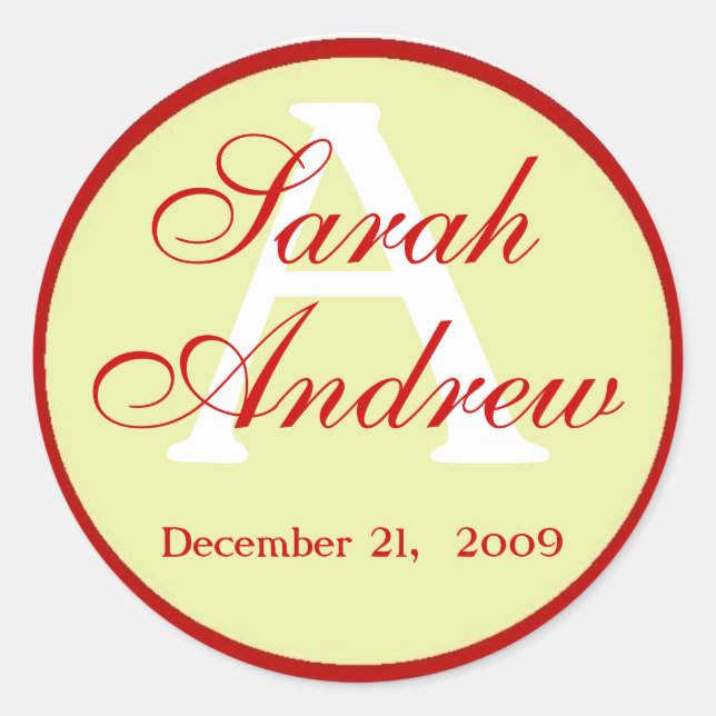 Pegatina Redonda Personalizado Pegatinas de bodas elegantes 2 (Anverso)