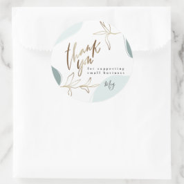 Pegatina Redonda Personalizado Pequeña Empresa Mint & Moss Gracias