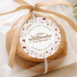 Pegatina Redonda Personalizado Pequeño Chica de Flores Silvestres B