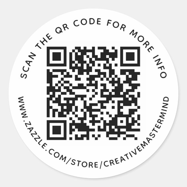 Pegatina Redonda Personalizado Personalizado de código QR Texto Peg (Anverso)