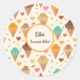 Pegatina Redonda Personalizado personalizado de patrones de conos d