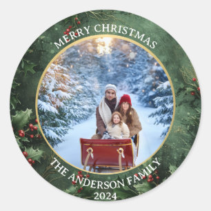 Pegatina Redonda Personalizado Photo Christmas Sticker