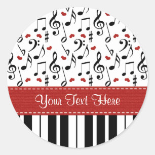 Pegatina Redonda Personalizado Piano Music Notes Pegatinas