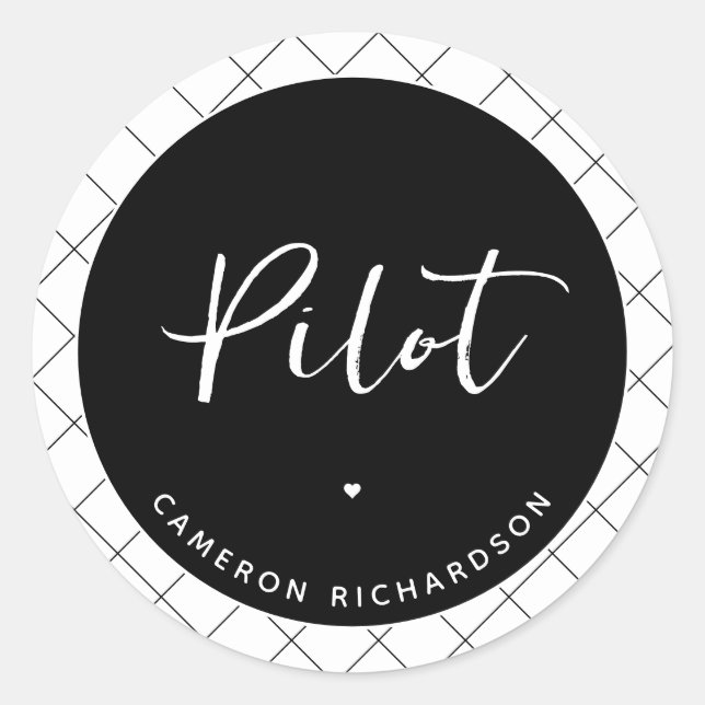 Pegatina Redonda Personalizado Piloto de graduación de la Escuela d (Anverso)