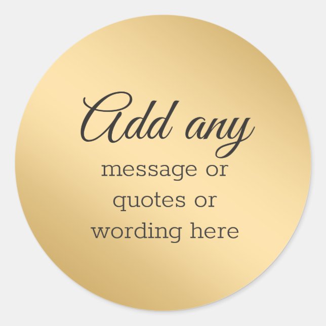 Pegatina Redonda PERSONALIZADO Plain Elegant Gold (Anverso)