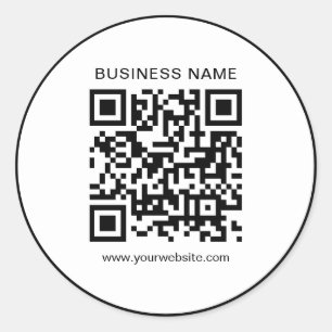 Pegatina Redonda Personalizado Plantilla simple Empresa Código QR B