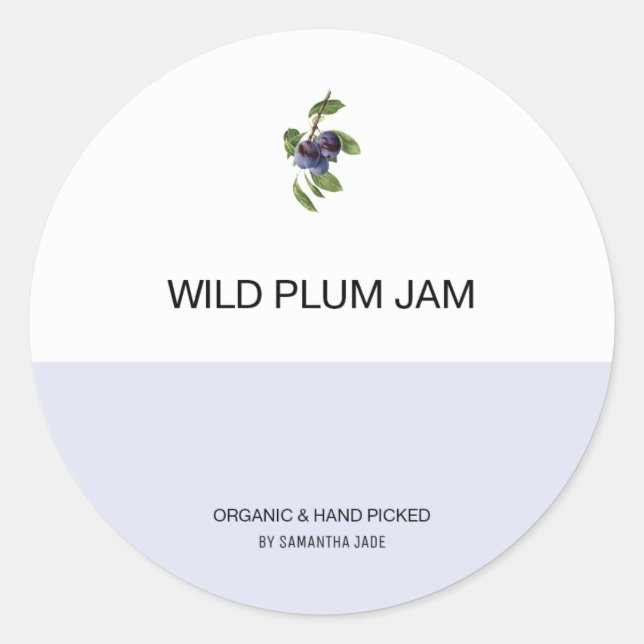 Pegatina Redonda Personalizado Plum Jam & Preserve Jar Labores para (Anverso)