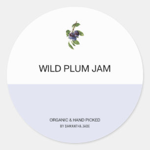 Pegatina Redonda Personalizado Plum Jam & Preserve Jar Labores para