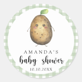 Pegatina Redonda Personalizado Potato Baby Shower
