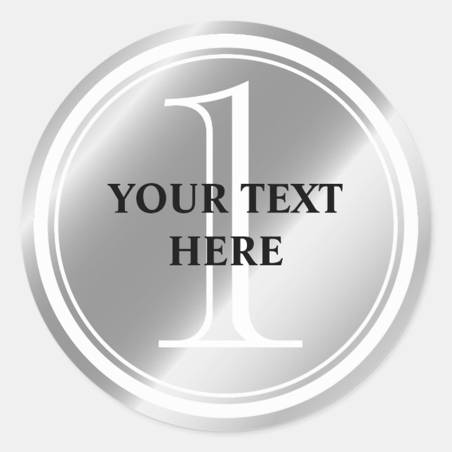 Pegatina Redonda Personalizado Primer premio pegatinas de medallas  (Anverso)