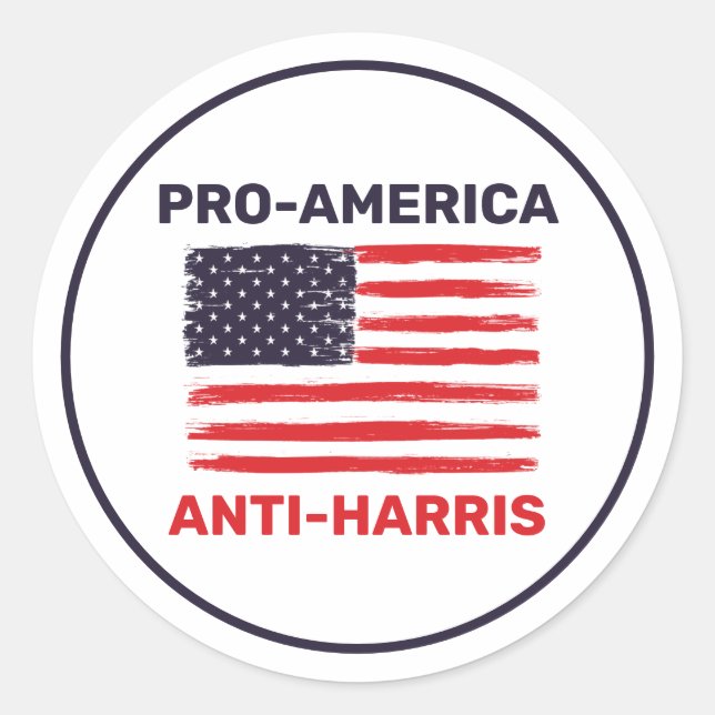 Pegatina Redonda Personalizado Pro America Anti Harris (Anverso)