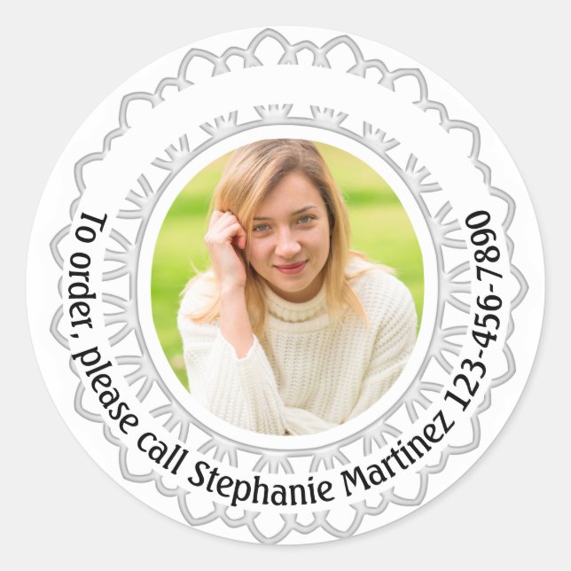 Pegatina Redonda Personalizado Publicidad fotográfica Marketing com (Anverso)