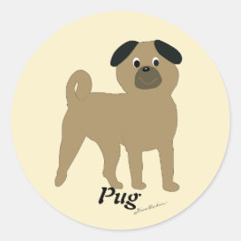Pegatina Redonda Personalizado Pug