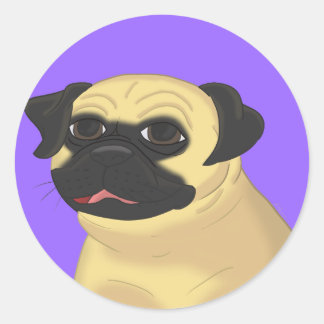Pegatina Redonda Personalizado Pug Face
