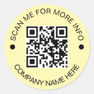 Pegatina Redonda Personalizado QR Code Round Yellow Waterproof