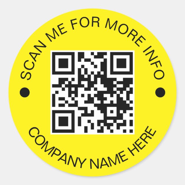 Pegatina Redonda Personalizado QR Code Round Yellow Waterproof (Anverso)