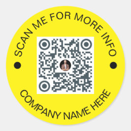 Pegatina Redonda Personalizado QR Code Round Yellow Waterproof