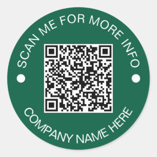 Pegatina Redonda Personalizado QR Código Ronda Negocio a prueba de