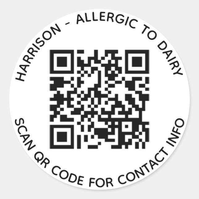 Pegatina Redonda Personalizado QR Nombre de código texto informació (Anverso)