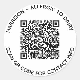 Pegatina Redonda Personalizado QR Nombre de código texto informació