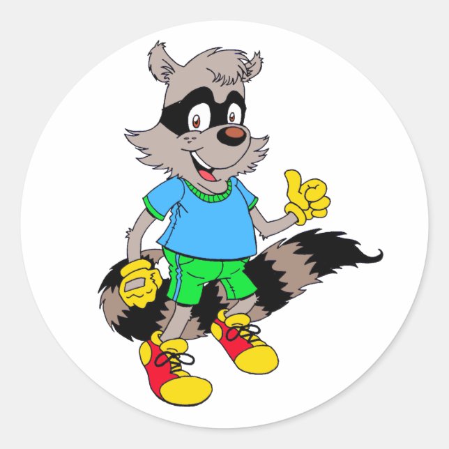 Pegatina Redonda Personalizado Raccoon (Anverso)