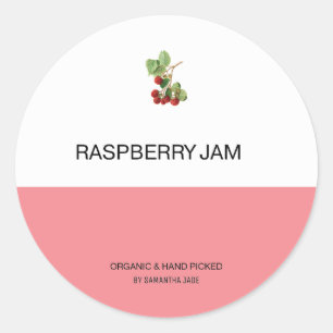 Pegatina Redonda Personalizado Raspberry Jam & Preserve Jar Labs