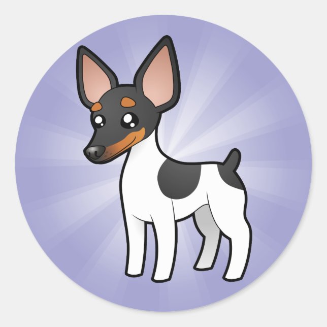Pegatina Redonda Personalizado Rat Terrier / Toy Fox Terrier (Anverso)