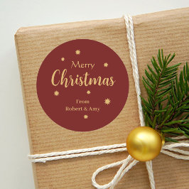 Pegatina Redonda Personalizado Red & Gold Feliz Navidad