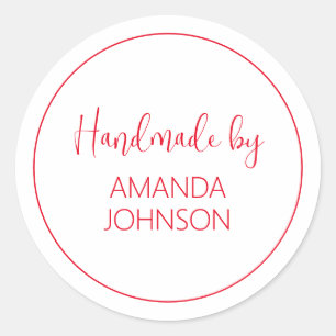 Pegatina Redonda Personalizado Red Handmade by