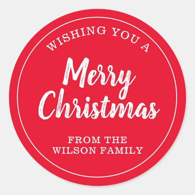 Pegatina Redonda Personalizado Red Merry Pegatinas navideños (Anverso)
