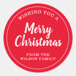 Pegatina Redonda Personalizado Red Merry Pegatinas navideños