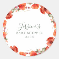 Personalizado Red Poppy Garden Floral Baby Shower