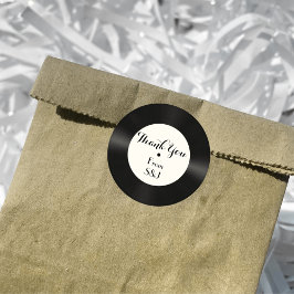 Pegatina Redonda Personalizado Retro Faux Vinyl Record Music Gracia