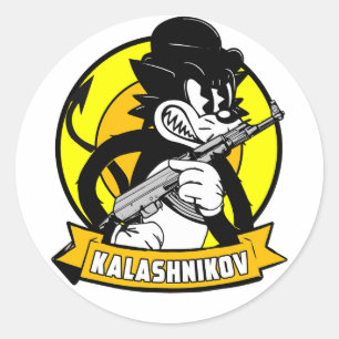 Pegatina Redonda Personalizado RETRO KALASHNIKOV
